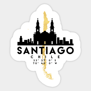 Santiago Chile Skyline Map Art Sticker